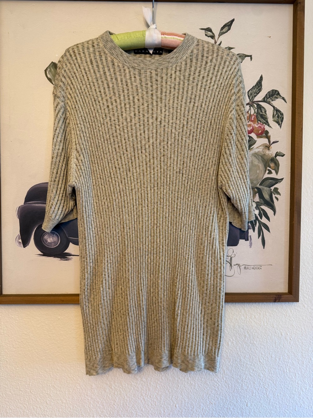 Baracuta 100% Silk Ribbed Knit SS Tunic Top Soft Lightweight Cozy L
